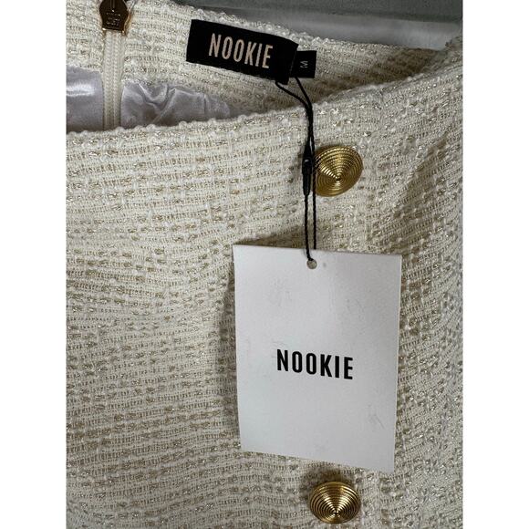 Nookie Queen Luxe Mini Skirt Button Detail Sexy Party Cocktail Quiet Luxury M - Picture 6 of 12